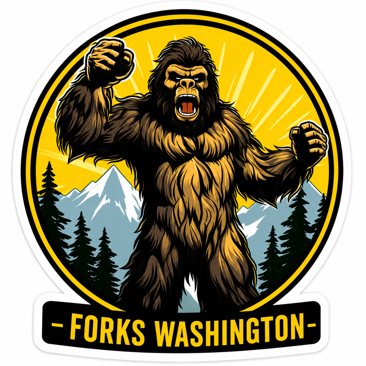 Excited Roaring Sasquatch Sticker