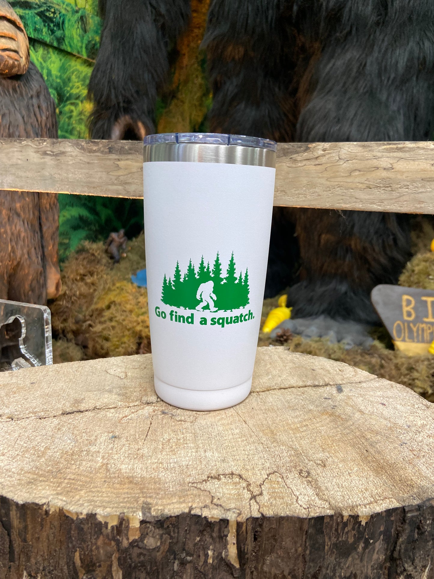 Go Find A Squatch Travel Tumbler Stainless Steel 20 oz with a Lid