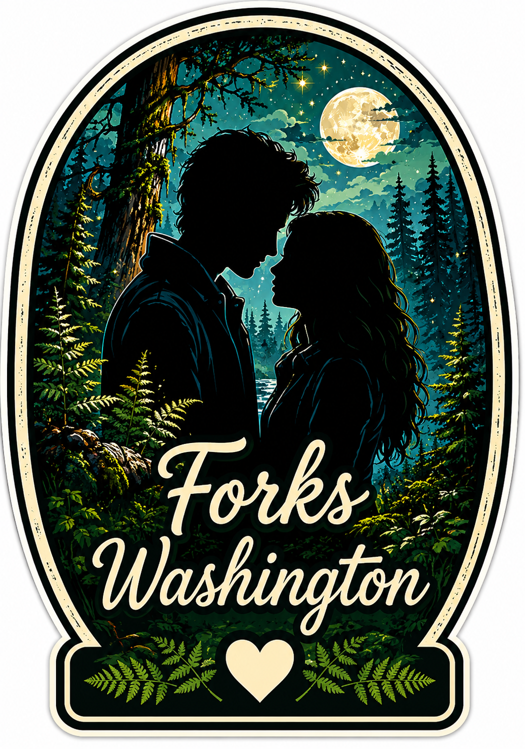 Bella and Edward Twilight Forks WA Sticker