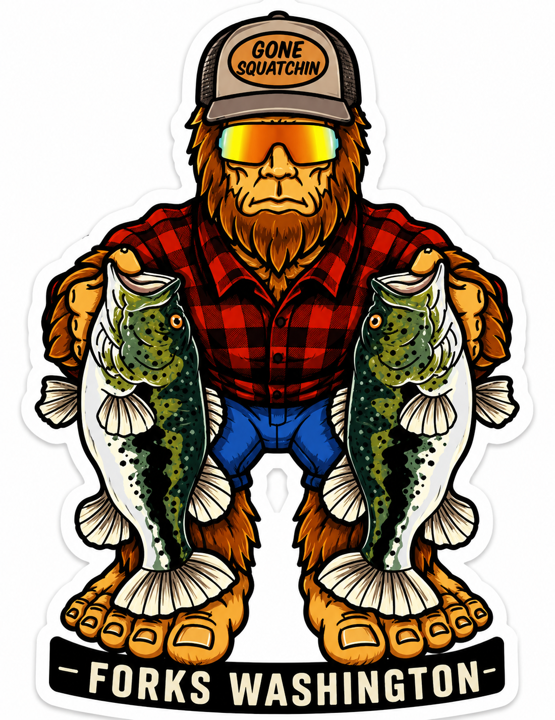 Fishing Sasquatch Sticker
