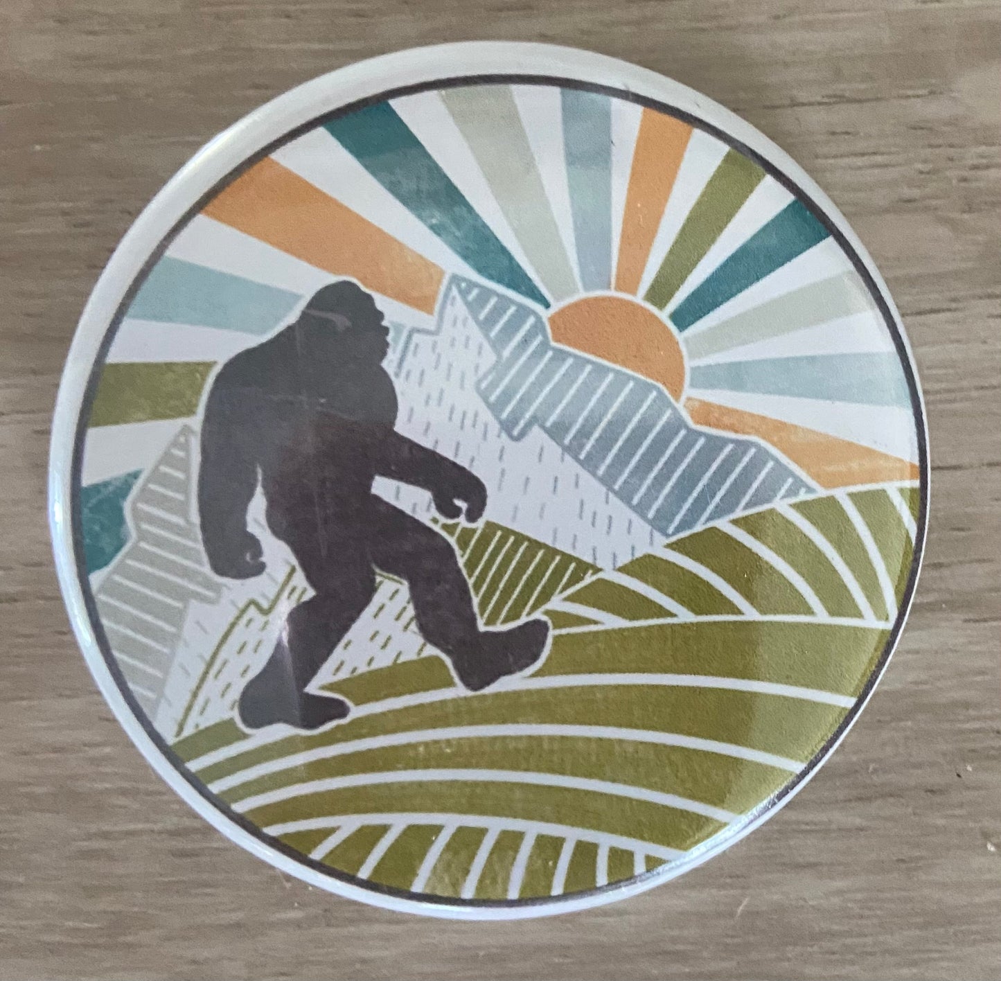 Sunrise Mountain Sasquatch Button Pin Lapel Pin