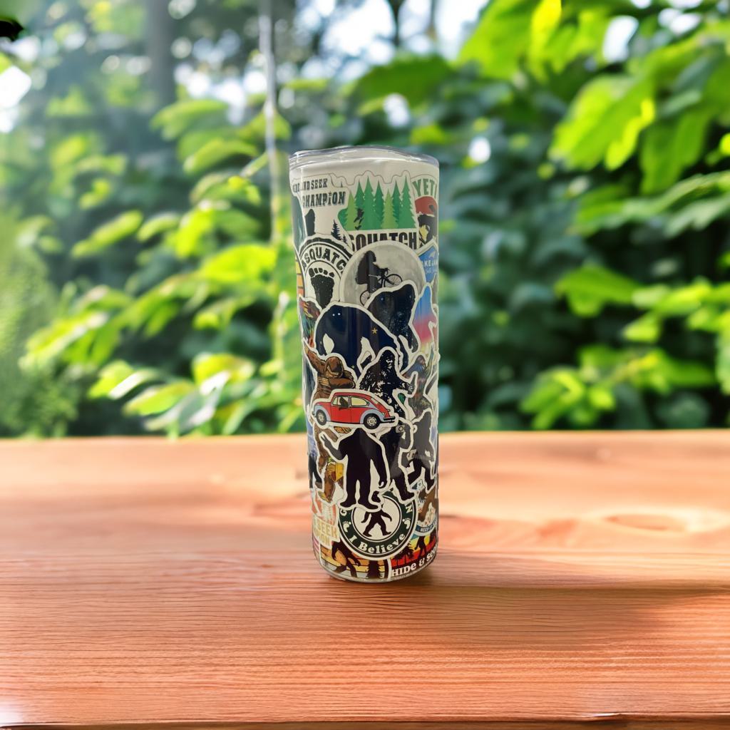 Sasquatch Bigfoot Sticker Collection Tumbler Water Bottle
