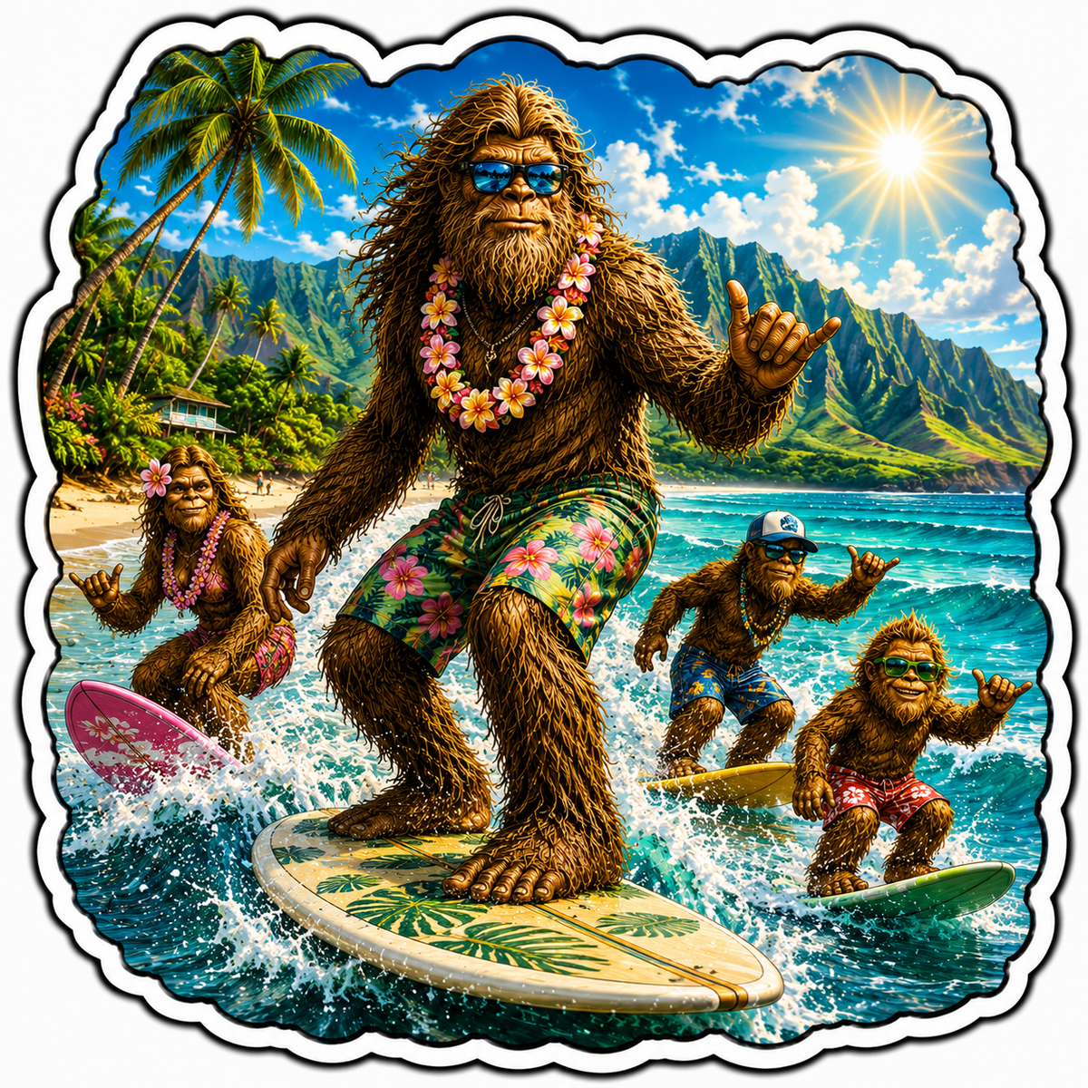 Sasquatch Surfing Sticker