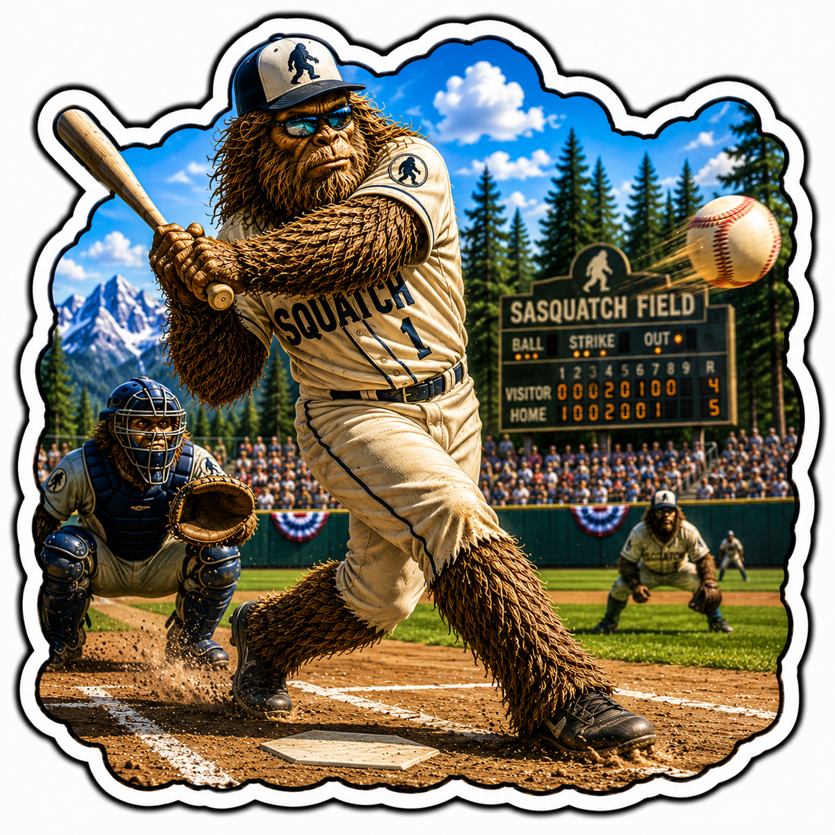 Baseball Sasquatch Sticker