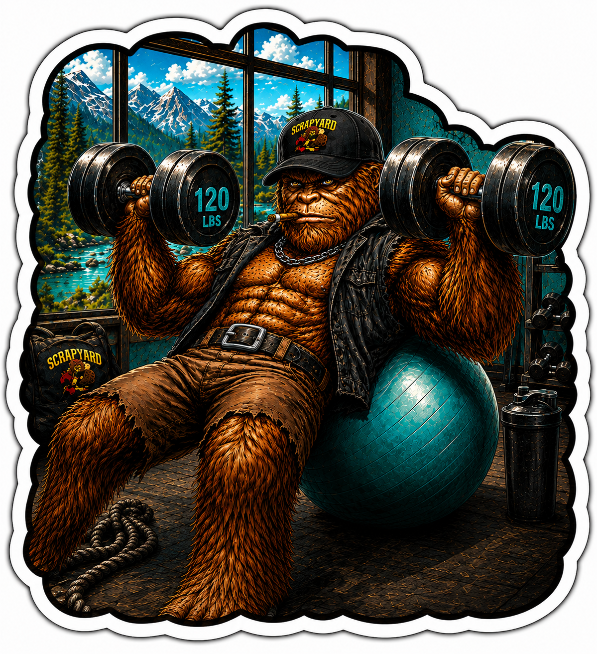 Weight lifting Sasquatch Sticker