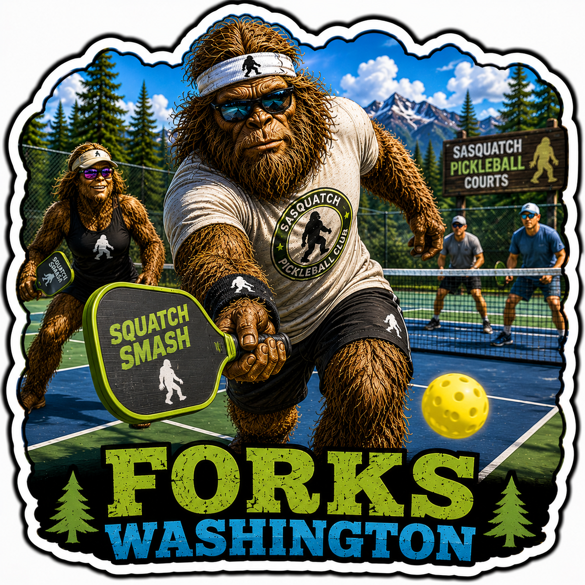 Sasquatch Pickleball Sticker Forks Washington