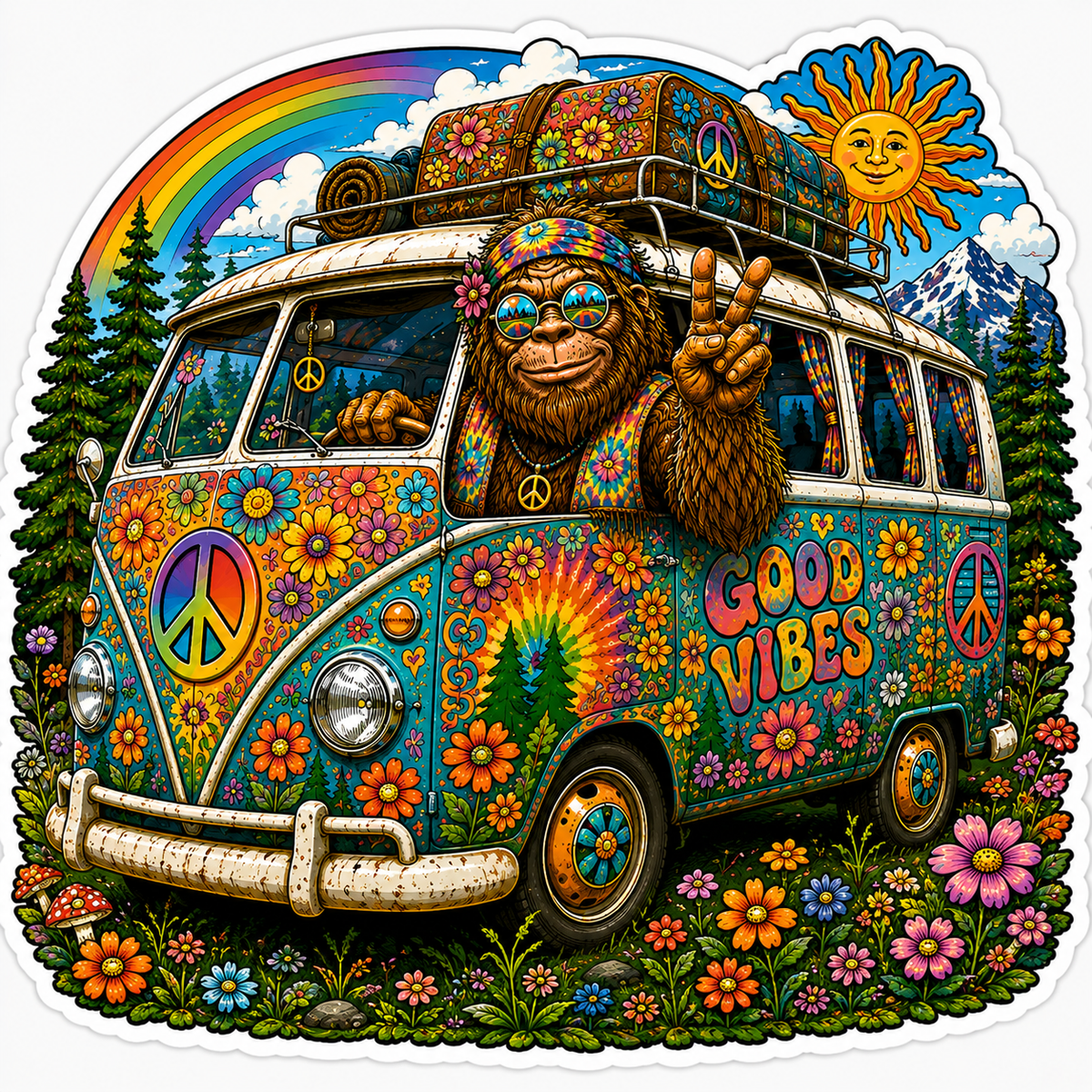 Hippie Sasquatch Forks WA Sticker