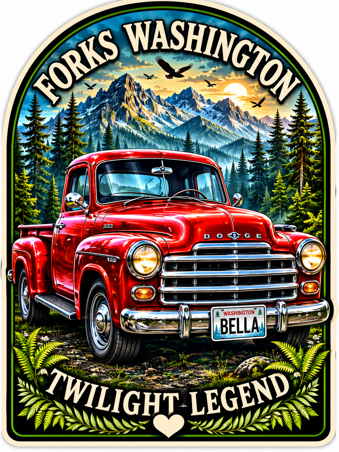 Bella's Red Truck Forks WA Twilight Legend Sticker