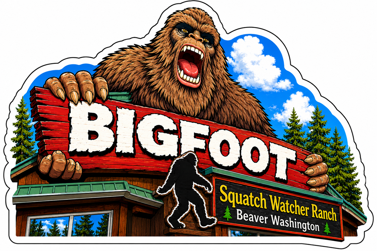 Bigfoot Squatch Watcher Ranch Sticker
