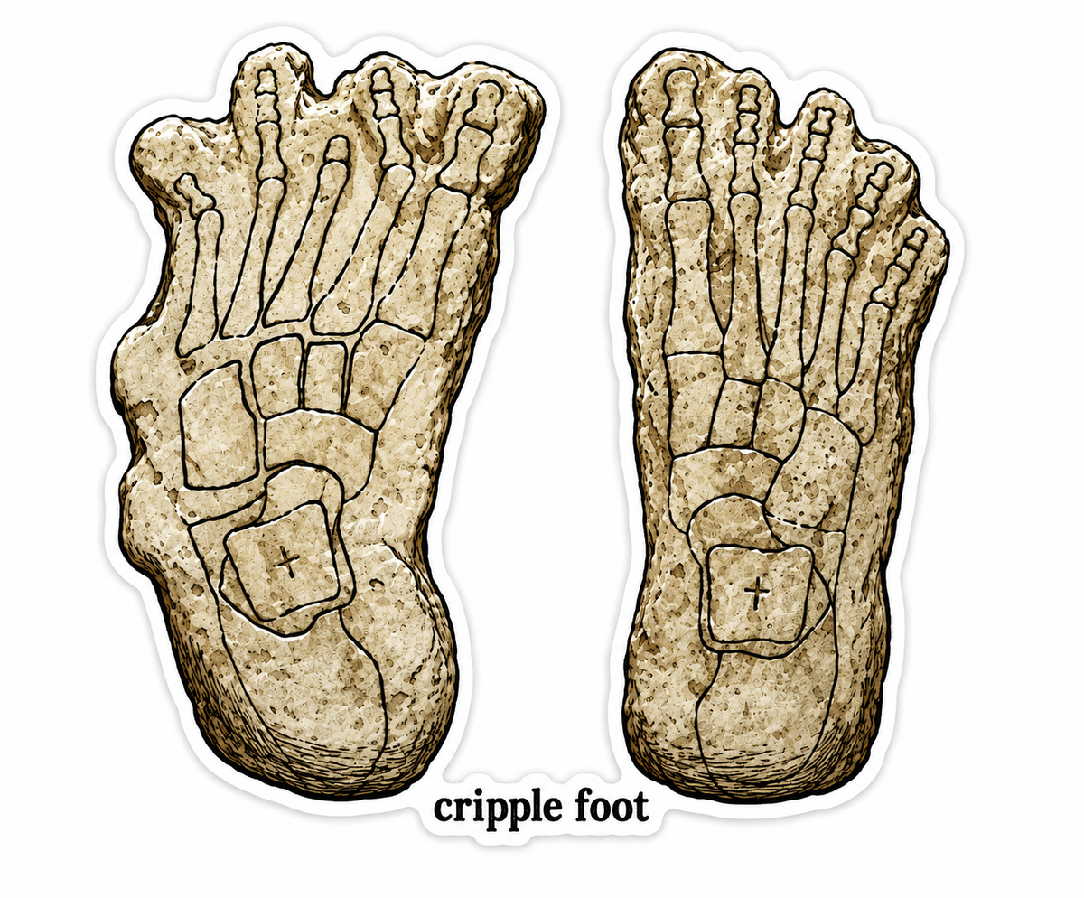 Sasquatch Cripple Foot Cast Sticker
