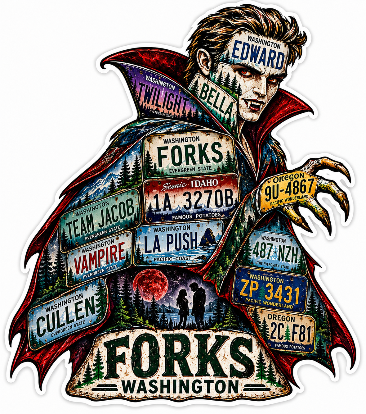 Edward Vampire Forks WA Sticker