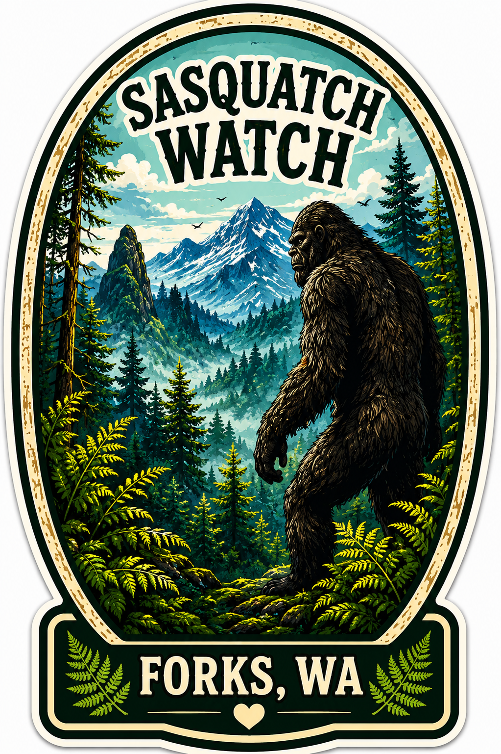 Sasquatch Watch Forks WA Sticker