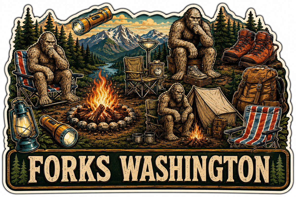 Sasquatch Camping Sticker