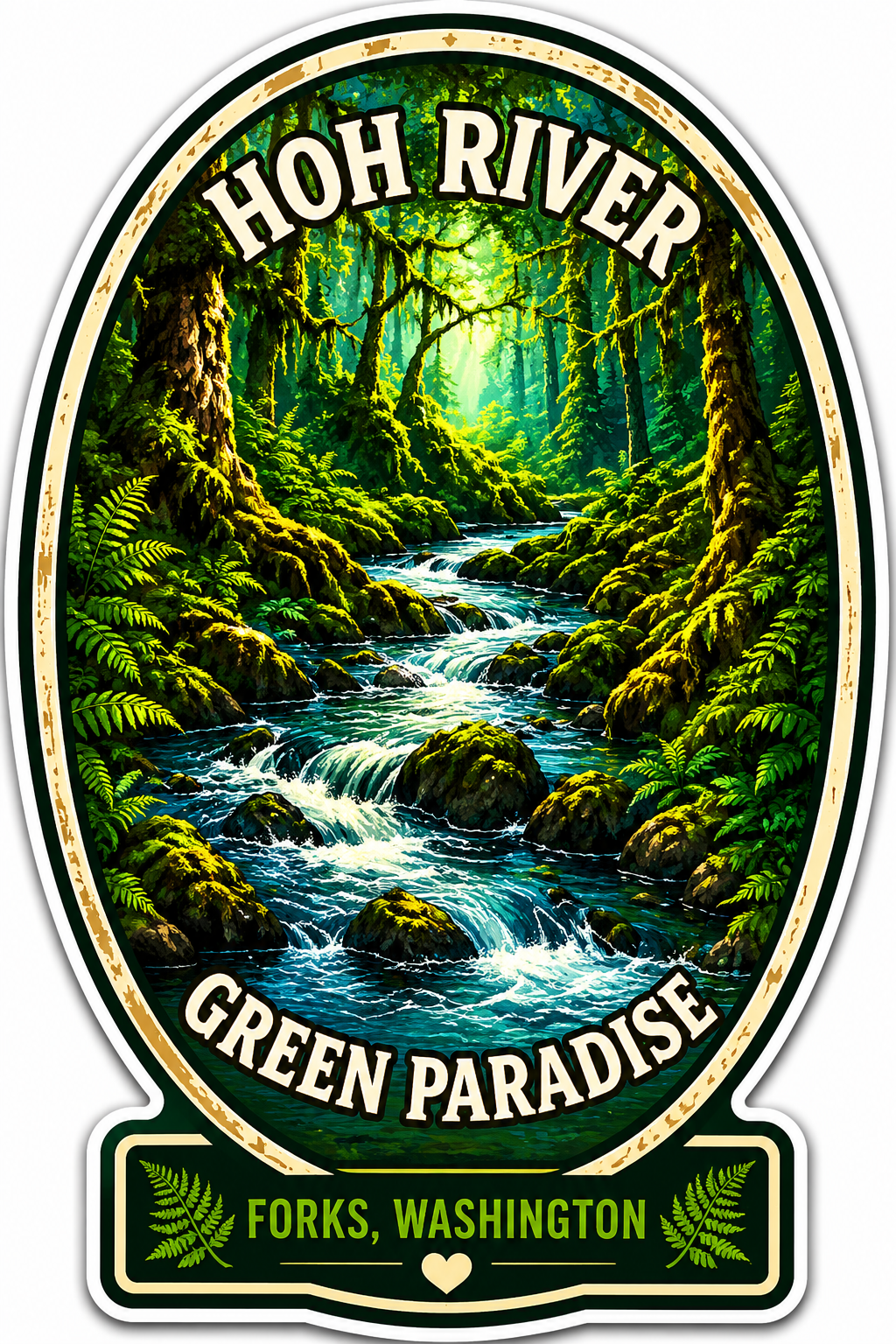 HOH River Green Paradise Forks WA Sticker