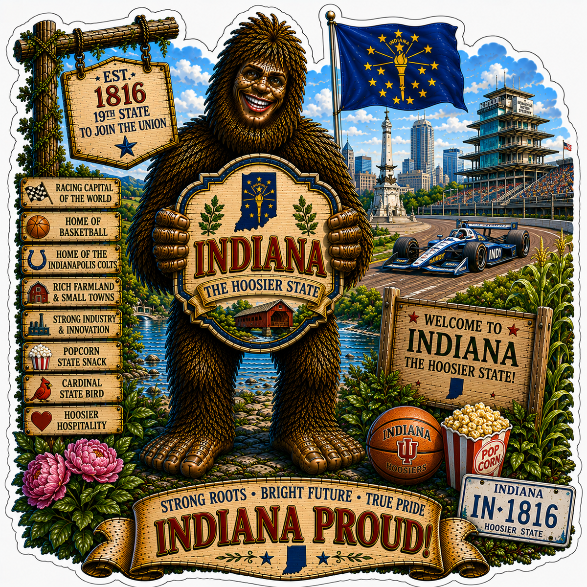 Indiana Sasqauatch Sticker