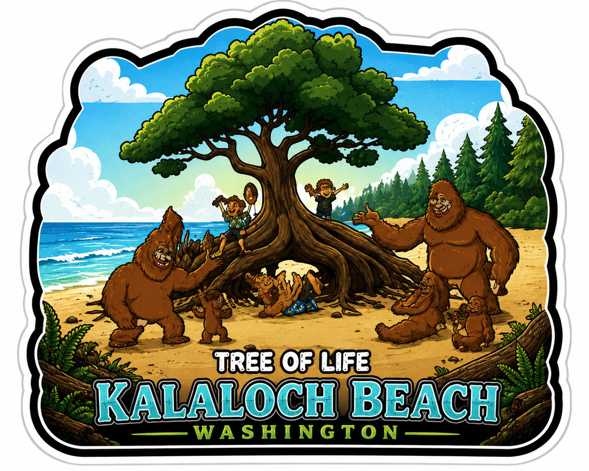 Kalaloch Beach Tree of Life Sasquatch Sticker