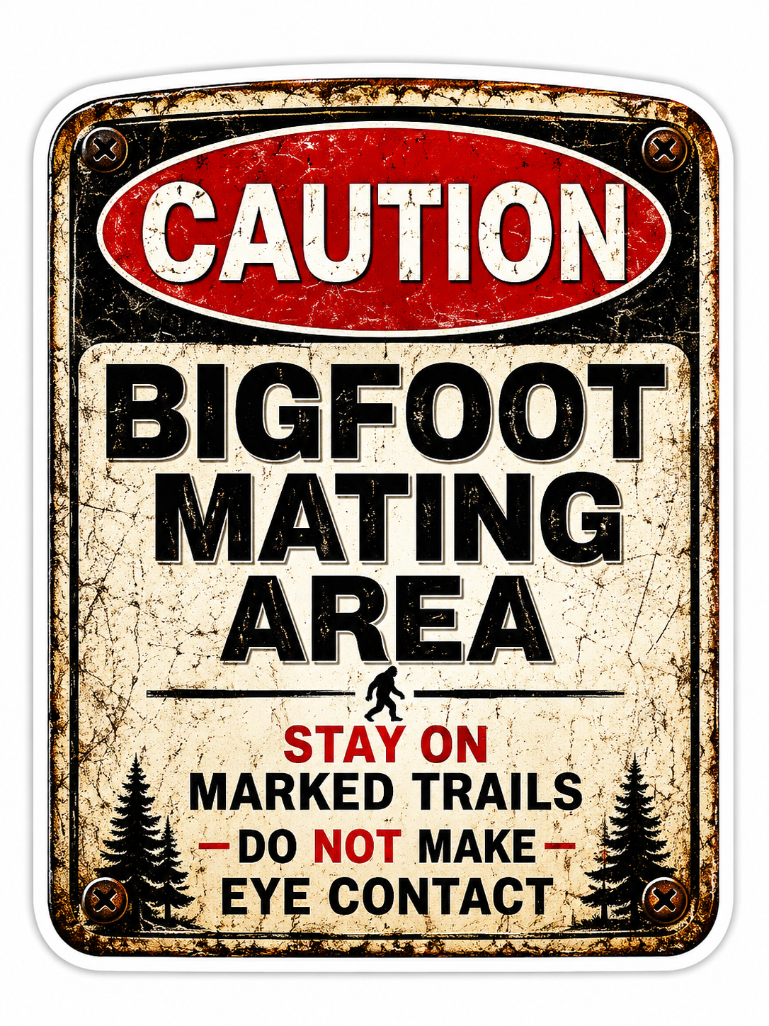 Caution Bigfoot Mating Area Sticker