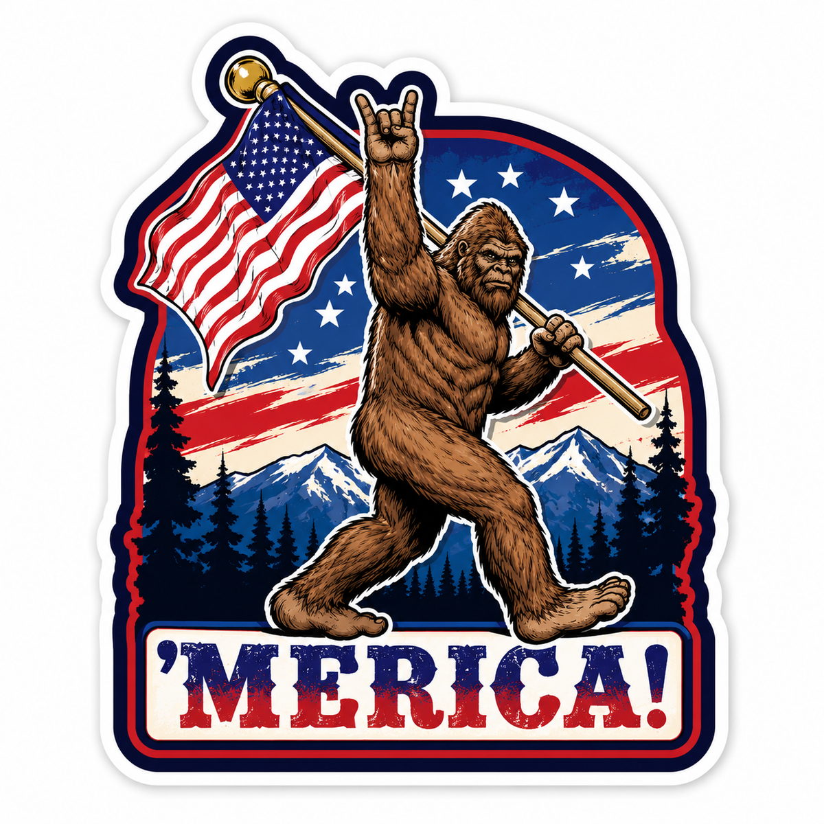 'Merica Sasquatch Sticker