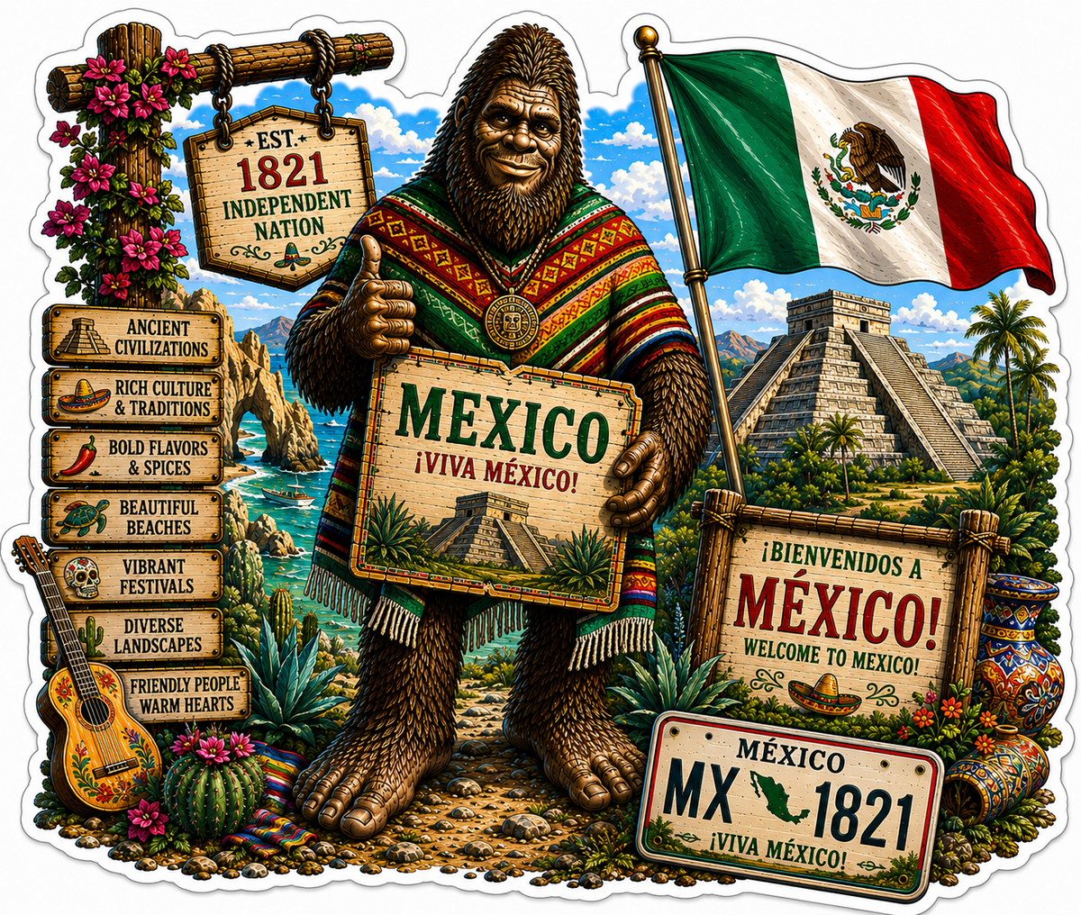Mexico Sasquatch Sticker