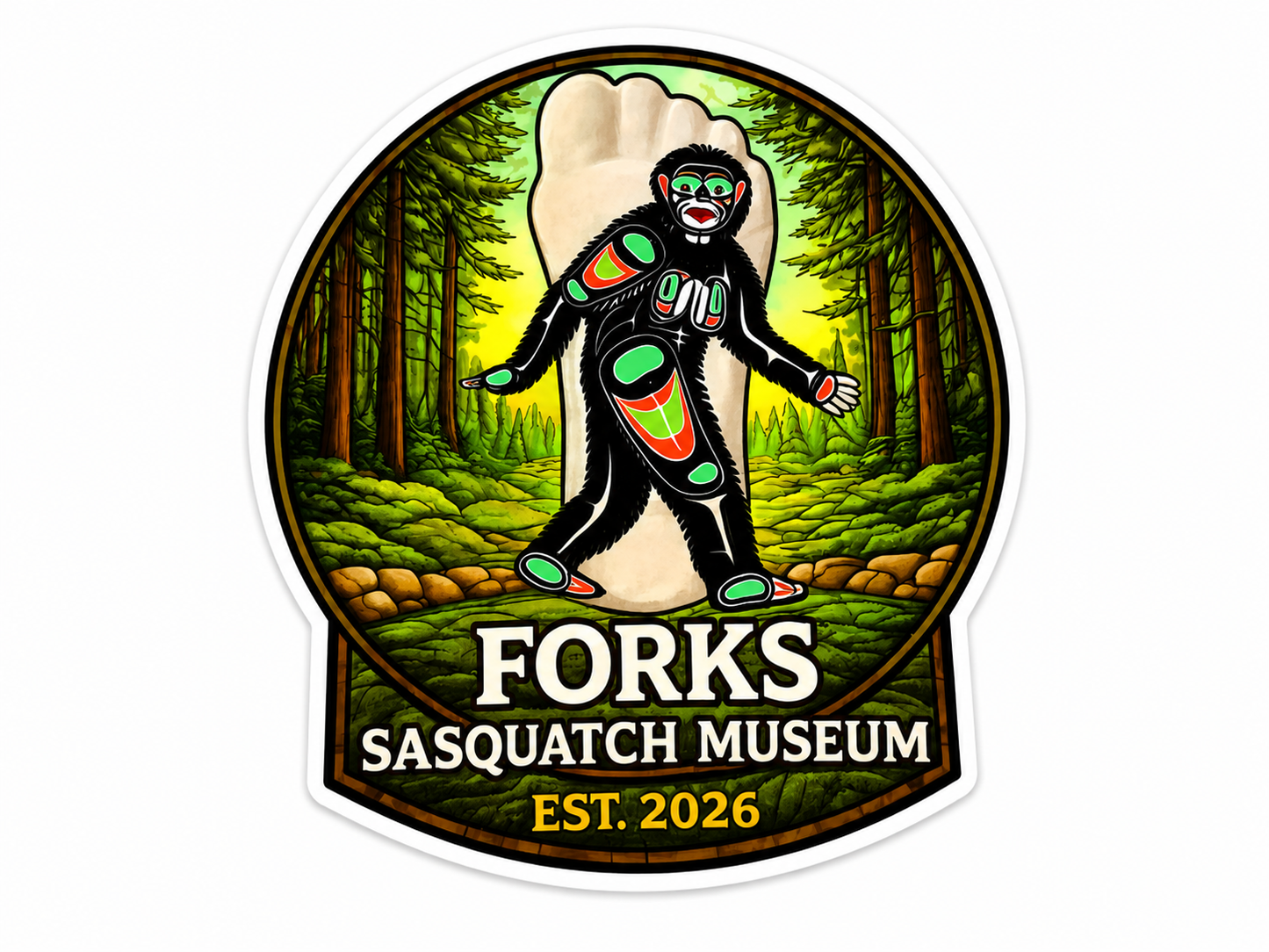 Sasquatch Museum Sticker - Bold and Vibrant