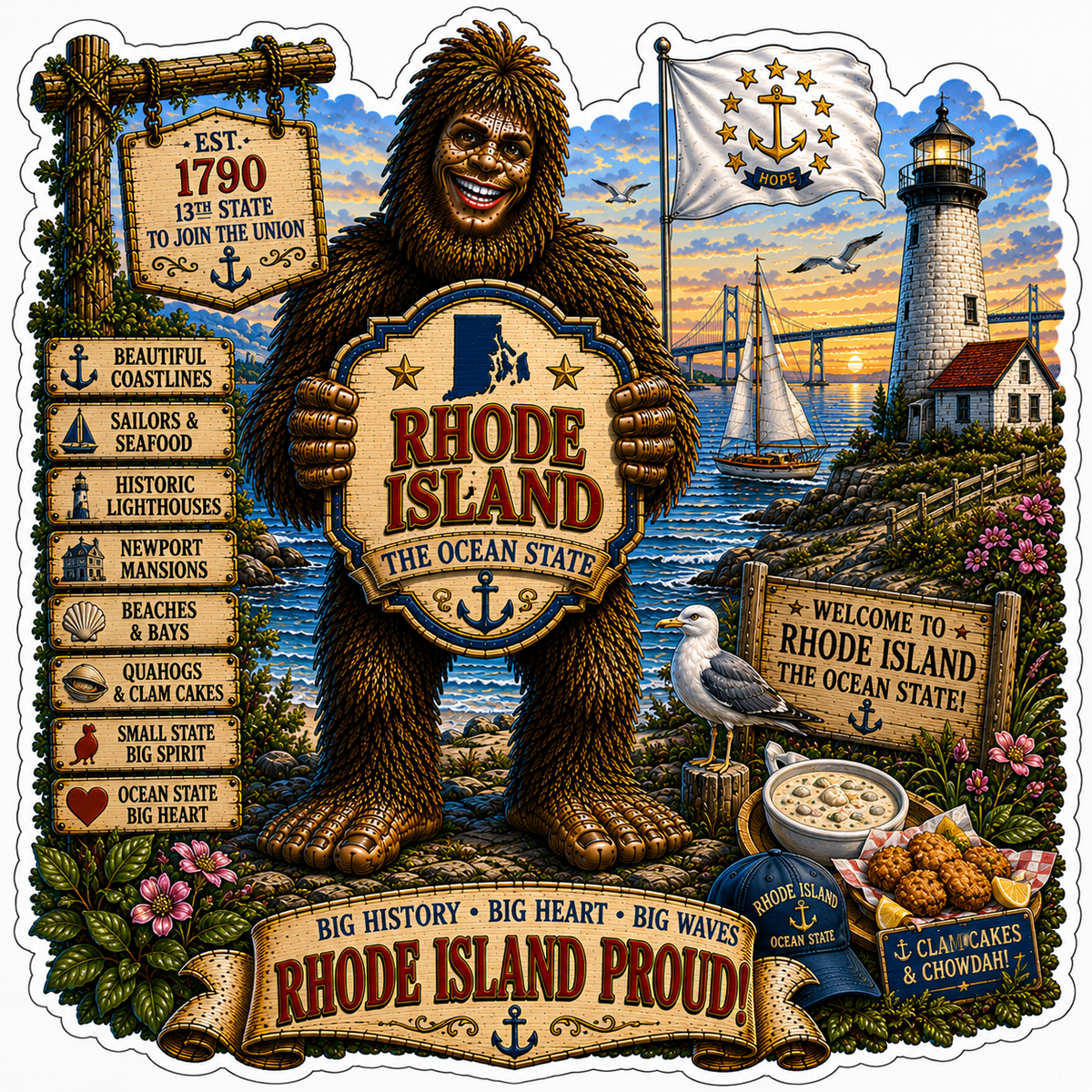 Rhode Island Sasquatch Sticker