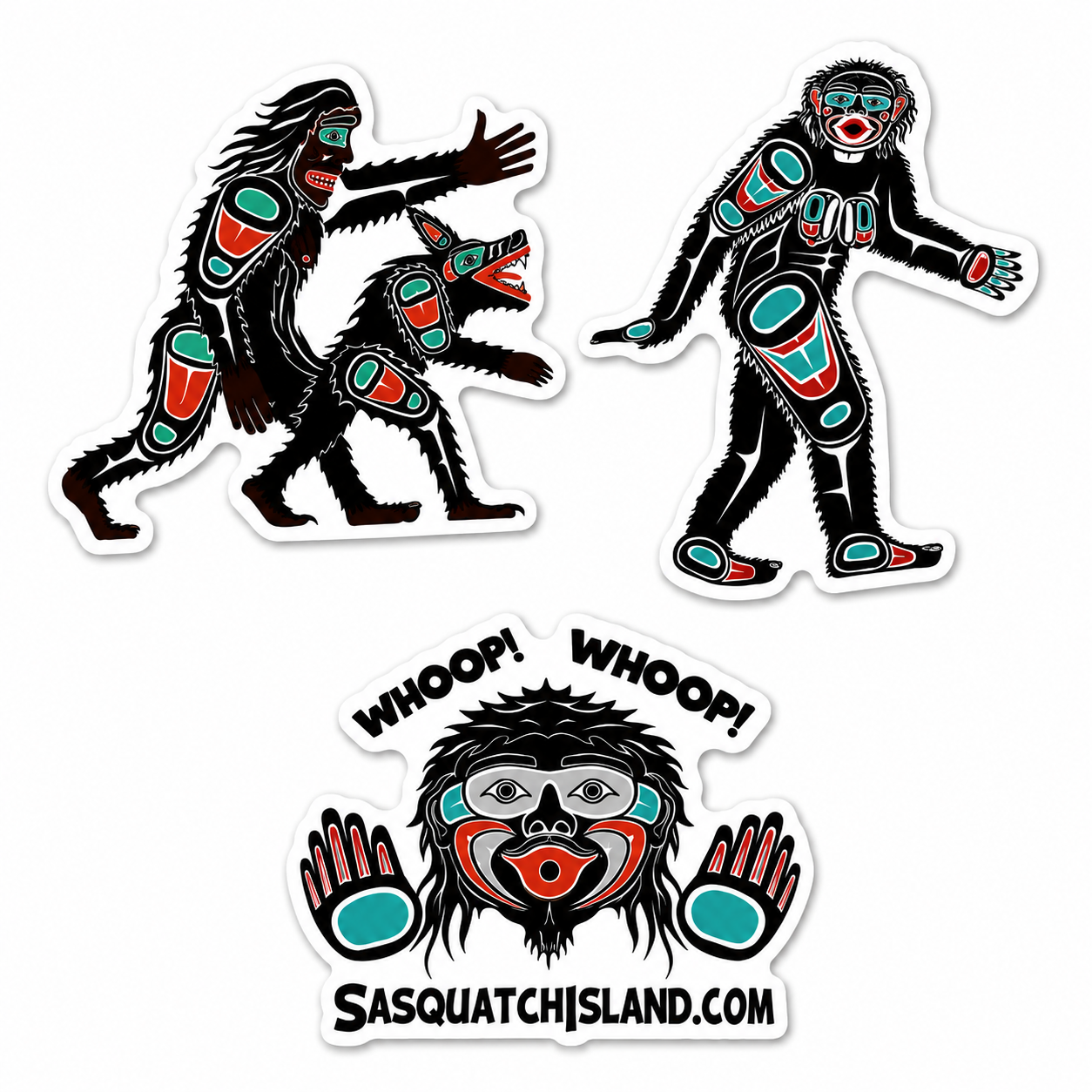 Sewid Sticker Pack: Whoop Whoop, Pati and Sasquatch and werewolf