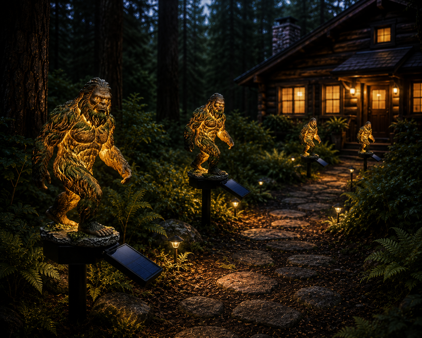 Sasquatch Bigfoot Outdoor Solar Lights for Garden or Walkway