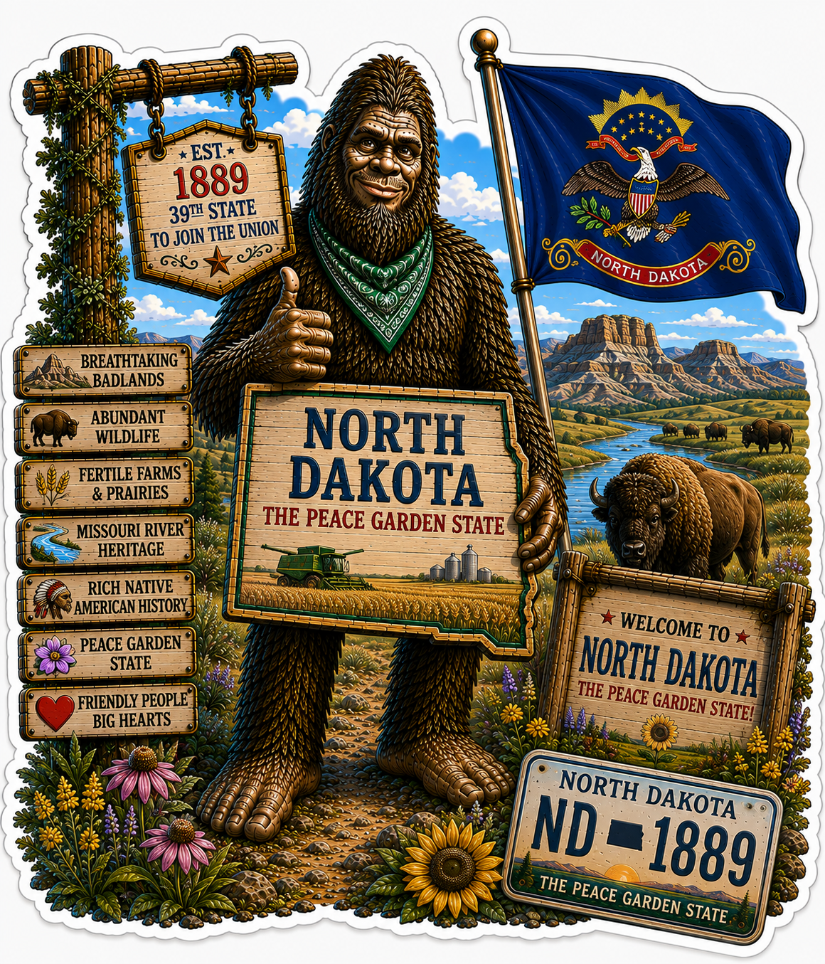 North Dakota Sasquatch Sticker