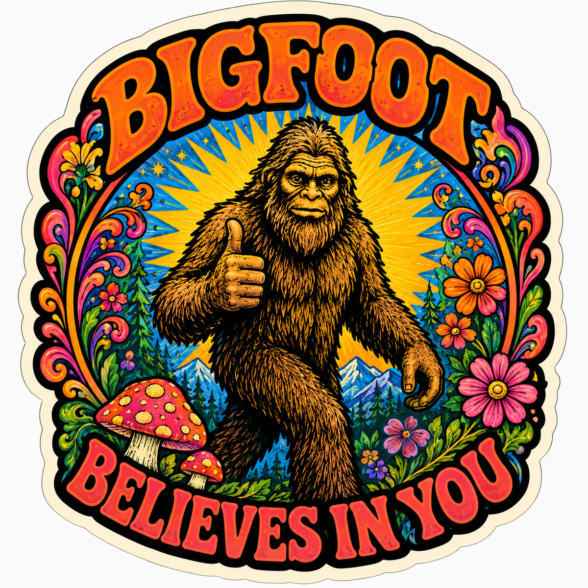 Bigfoot Believes in You Sticker