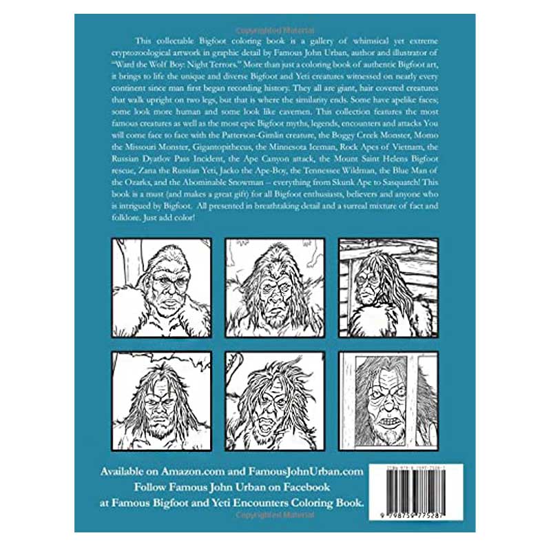 Famous Bigfoot and Yeti Encounters Coloring Book Paperback