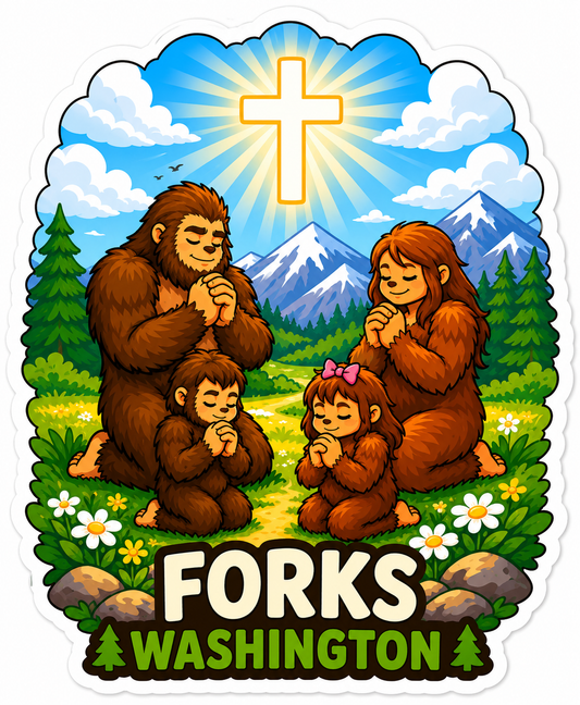 Sasquatch Family Prayer Time Sticker