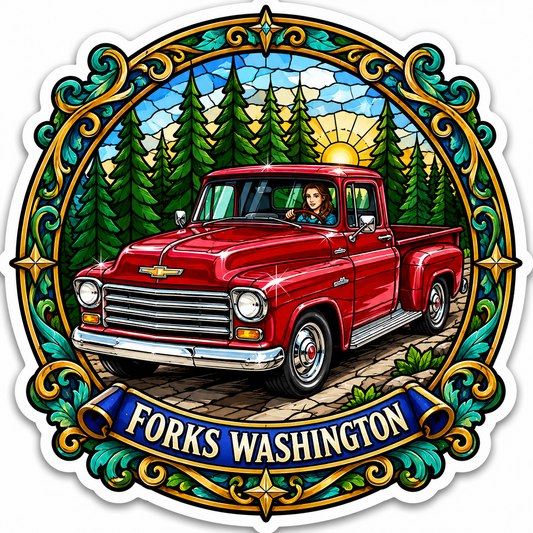 Bella in her Red Truck Sticker