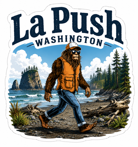 Sasquatch Walking the Beach La Push Washington Sticker