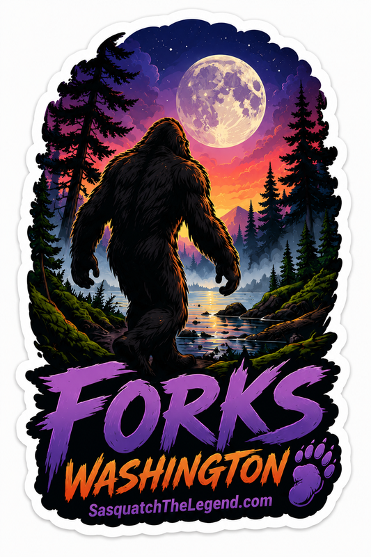 Sasquatch Walking in the Moonlight Sticker