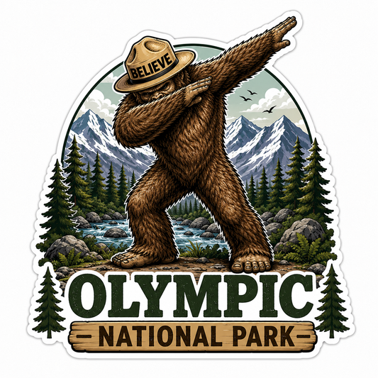 Sasquatch Dabbing at the Olympic National Park Sticker