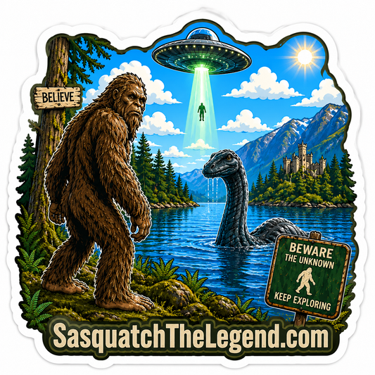 Bigfoot, Lock Ness Monster and UFO Sticker