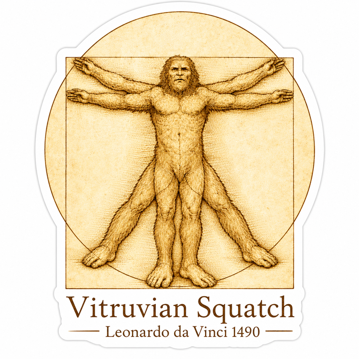 Vitruvian Sasquatch Sticker