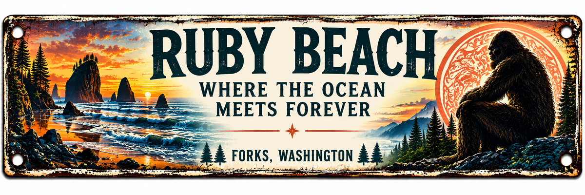 Forks, Washington Tin Signs – 16" x 4"