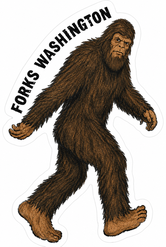 Sasquatch Bigfoot Walking Silhouette Forks Washington Sticker