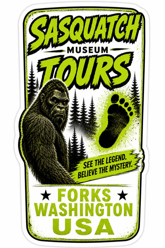Sasquatch Museum Tours Forks Washington USA Sticker