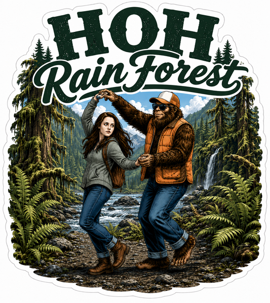 Bigfoot and Bella Dancing at HOH Rainforest Sticker