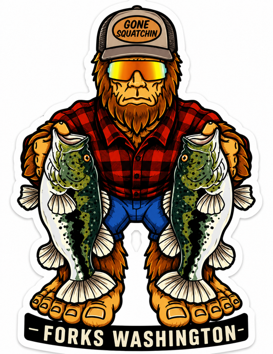Fishing Sasquatch Sticker