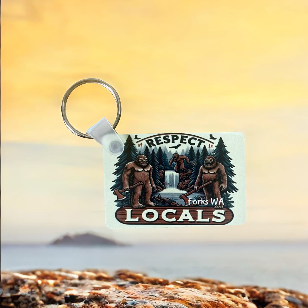 Respect the Locals Bigfoot Keychain