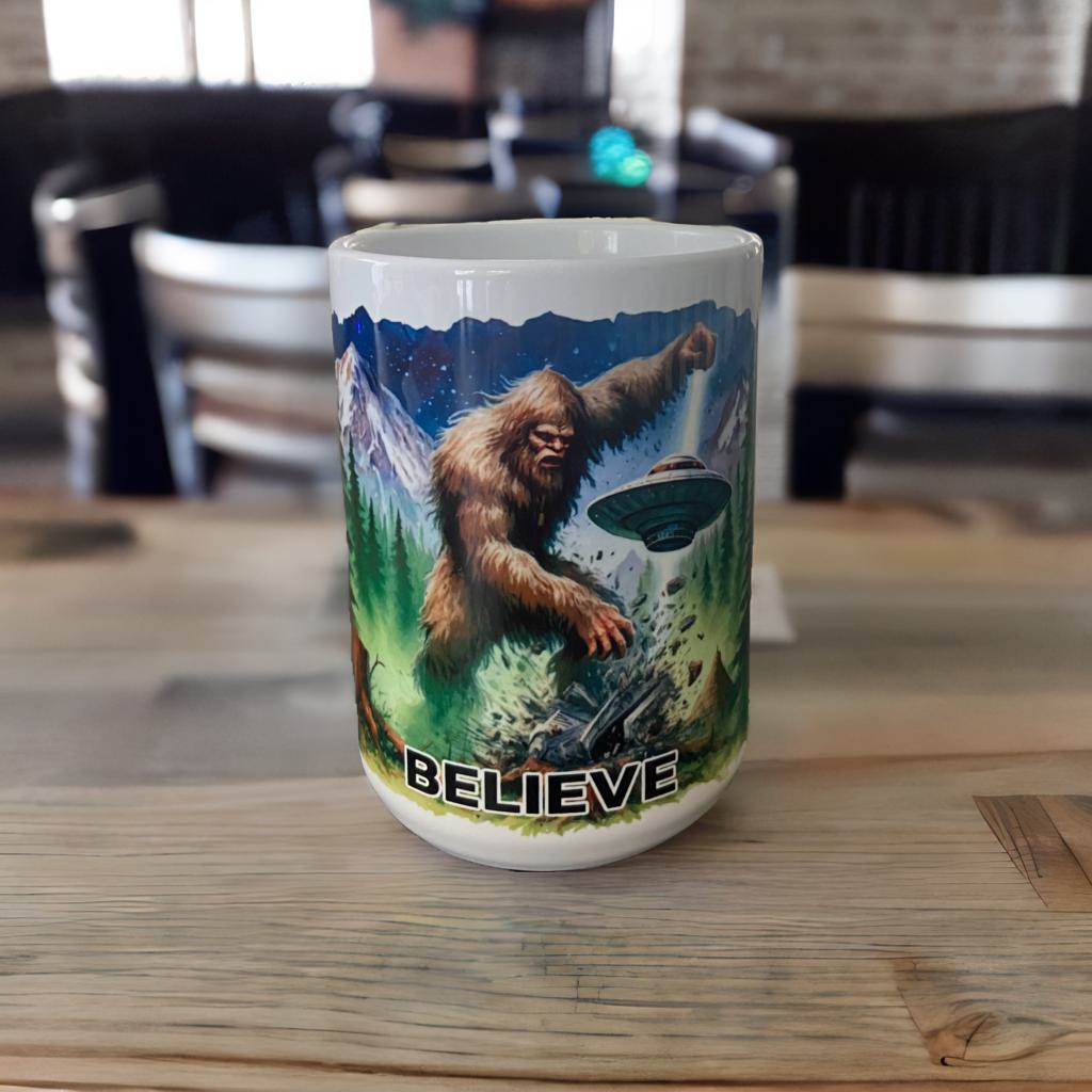 Believe Bigfoot Coffee Mug 15 oz