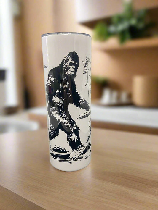 Iconic Bigfoot Walking Image on a Tumbler Water Bottle