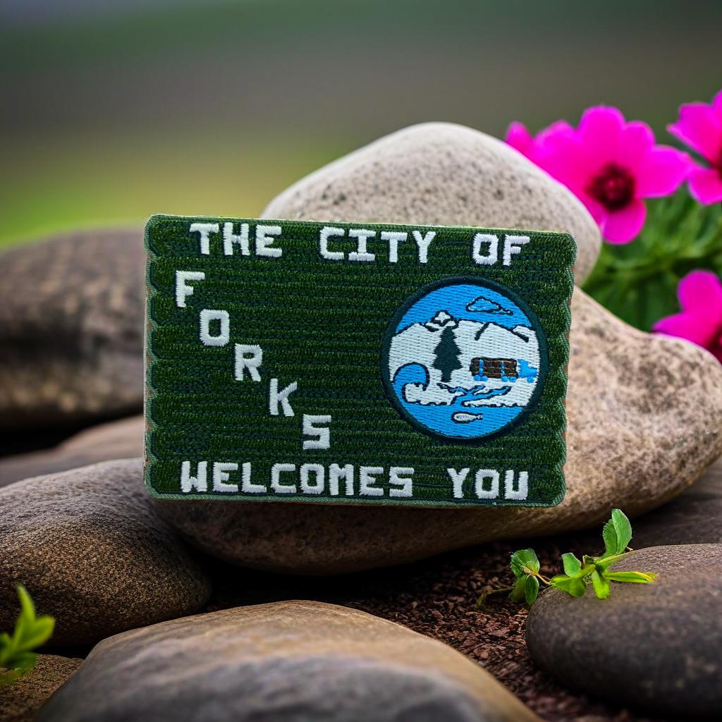The City of Forks Welcomes You Sign Metal Enamel Lapel Pin