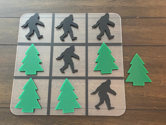 Tic Tac Toe Game with Sasquatch and Tree