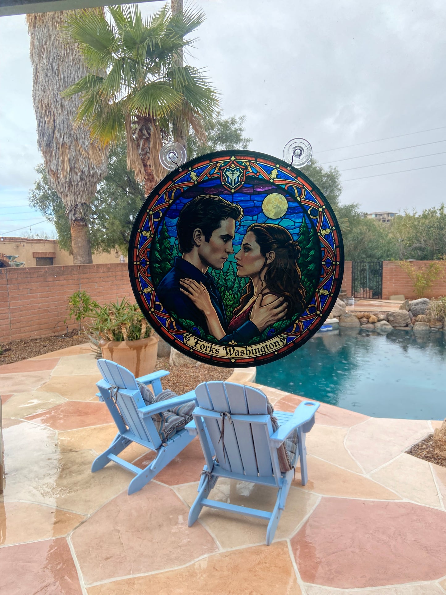 Edward and Bella Romance Stained Glass Print Suncatcher