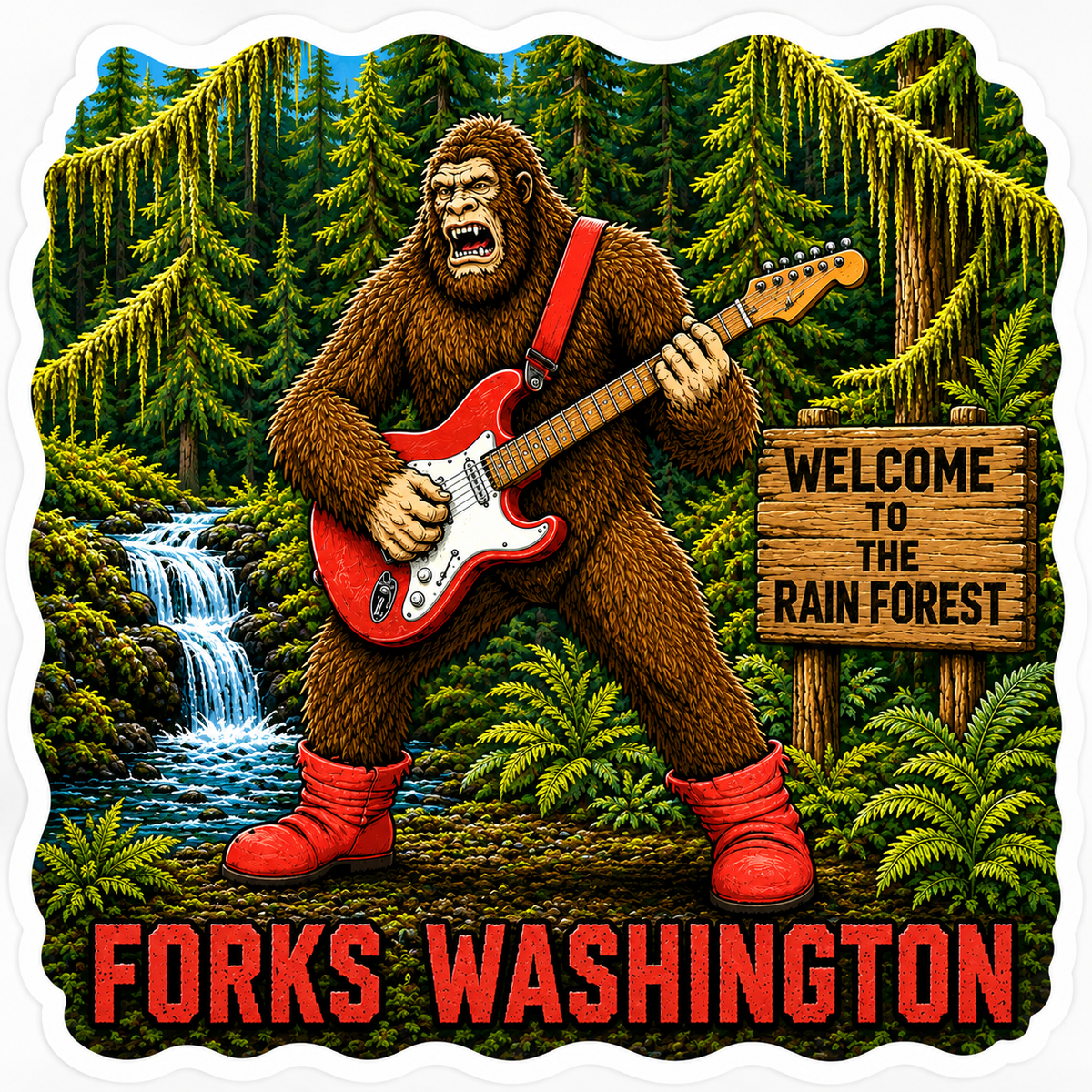 Rock & Roll Sasquatch Sticker