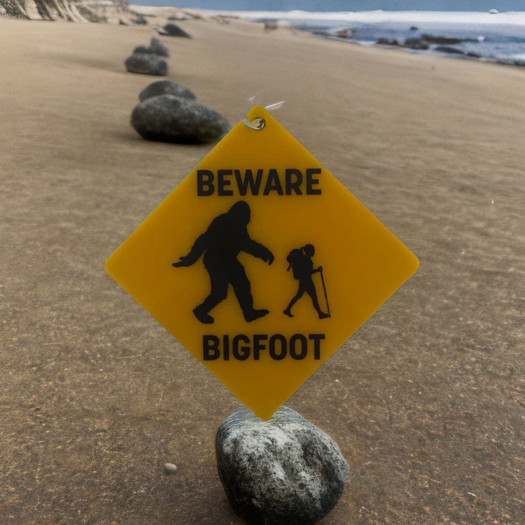 Beware Bigfoot Ornament/Magnet/Lapel Pin